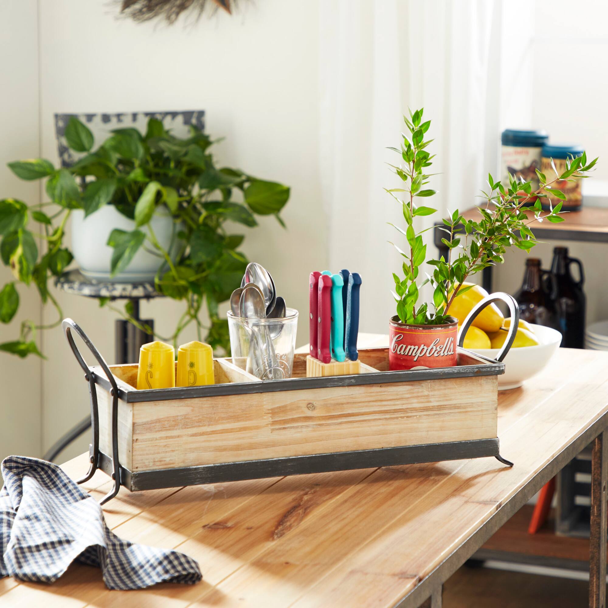 22" Brown Wood Farmhouse Tray
